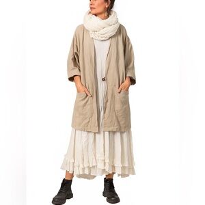 Finery x Proper Linen Blend Kimono Jacket Blazer Sz S Relaxed Fit Lagenlook